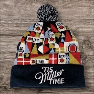 Miller Lite Beer Beanie Unisex Winter Hat Tis Time Dad Gift Cozy Brewery Hipster
